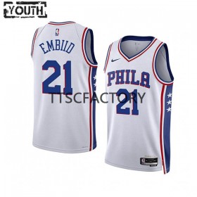 Philadelphia 76ers Trikot Joel Embiid 21 Nike 2022-23 Association Edition Weiß Swingman - Kinder